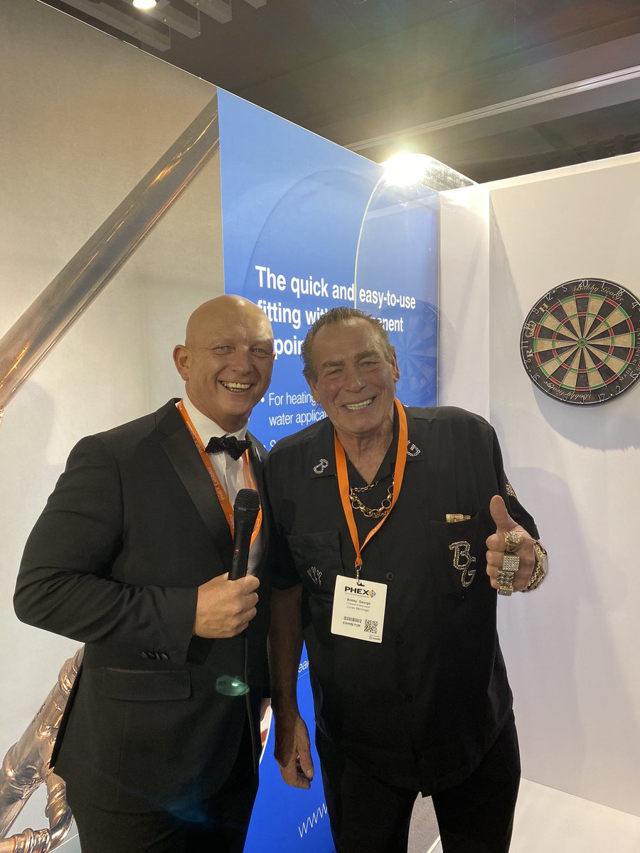 tradeshowdarts's tweet photo. at @PhexShow today with @ConexBanninger and @BobbyGeorge180 @PaulBoothMC  on stand 24. Let us know if you’ll be heading down for a go at the 3-dart challenge! #PHEXManchester #CB110 https://t.co/G4cjZJbwWh