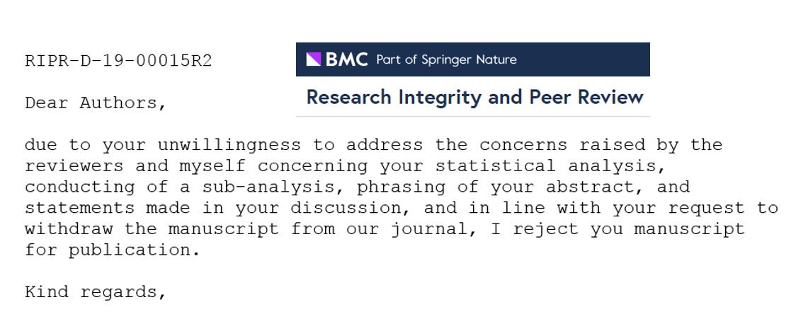 Matthias Egger on X: “Ironically @RIPRJournal has a problem with