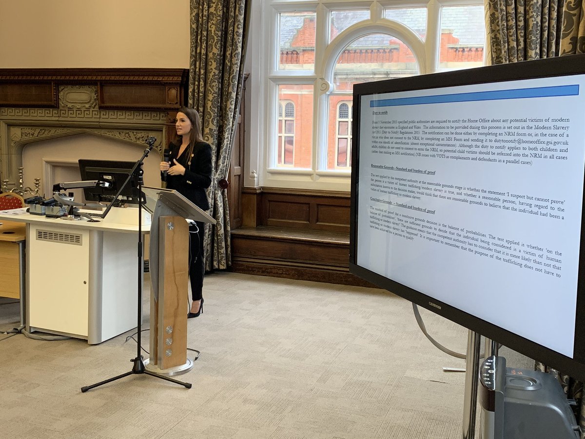 Philippa Southwell of @birdssolicitors & director/founder of @SlaveryExperts presenting on #ForcedCriminality and the challenges faced by police and CJS in identifying individuals trafficked for criminal exploitation as victims rather than defendants. #NonPunishment #NRM #MSA2015