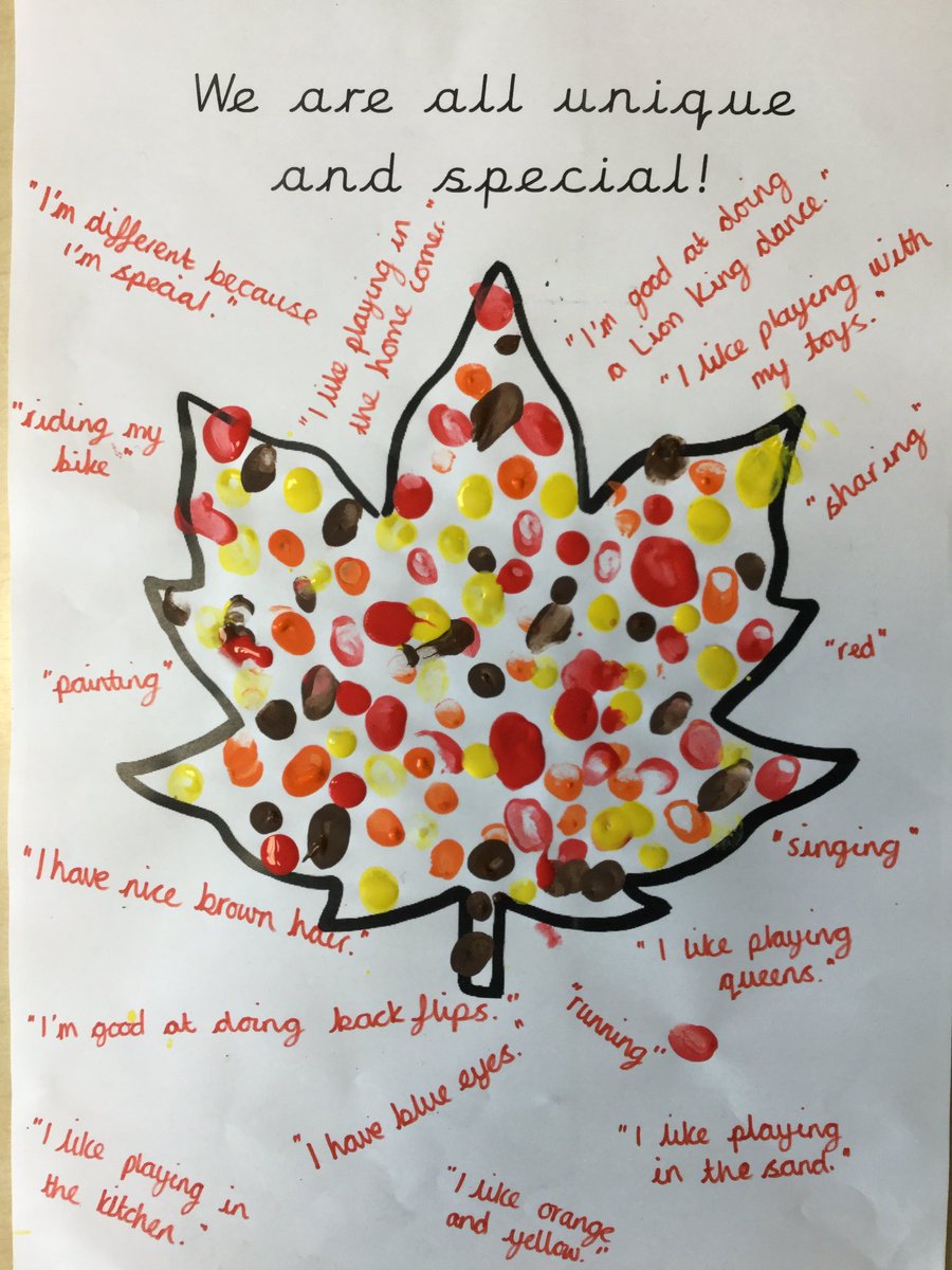 MrsBriggsMLP's tweet image. In RS we compared leaves looking at colours, shapes, sizes and patterns. We then discussed how they were all unique and how we are unique too. We then did some finger painting and talked about things that make each of us special and unique. @MabLanePri #autumn #weareallunique