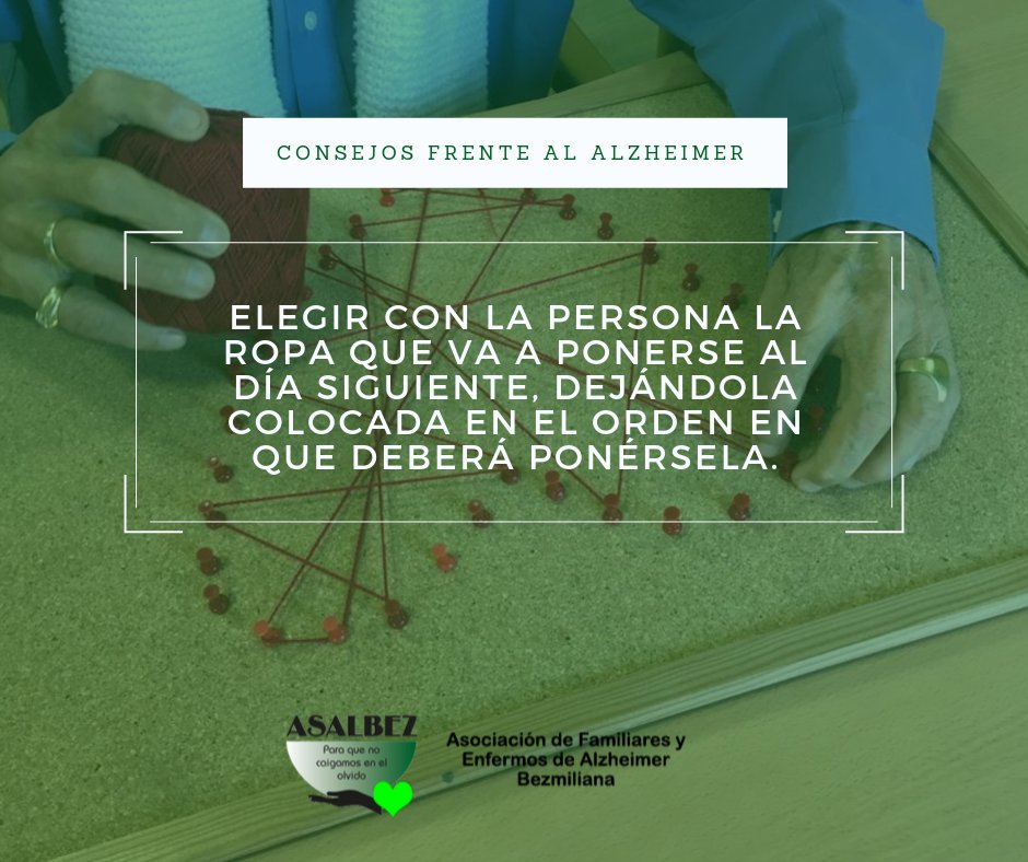 ¿Cómo debe prepararse a la persona afectada por #alzheimer para el día a día? Con Ceafa aprendemos que tenemos que elegir con ellos la ropa que va a ponerse y dejársela colocada en el orden que se la debe poner 💚
.
.
.
#Alzheimer #Asalbez #RincondelaVictoria #Malaga #Consejos