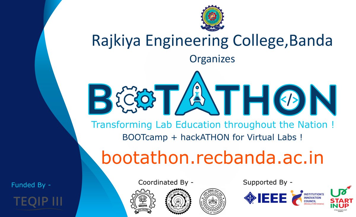 LabsRec's tweet photo. So here is the poster of the upcoming event of virtual labs #Bootathon. The ladt date for registration is 19th OCT. Please make sure that you have registered yourself before that. We will see you on 4th NoV in Rajkiya Engineering College, Banda, till then good luck. https://t.co/NBatO37y0m