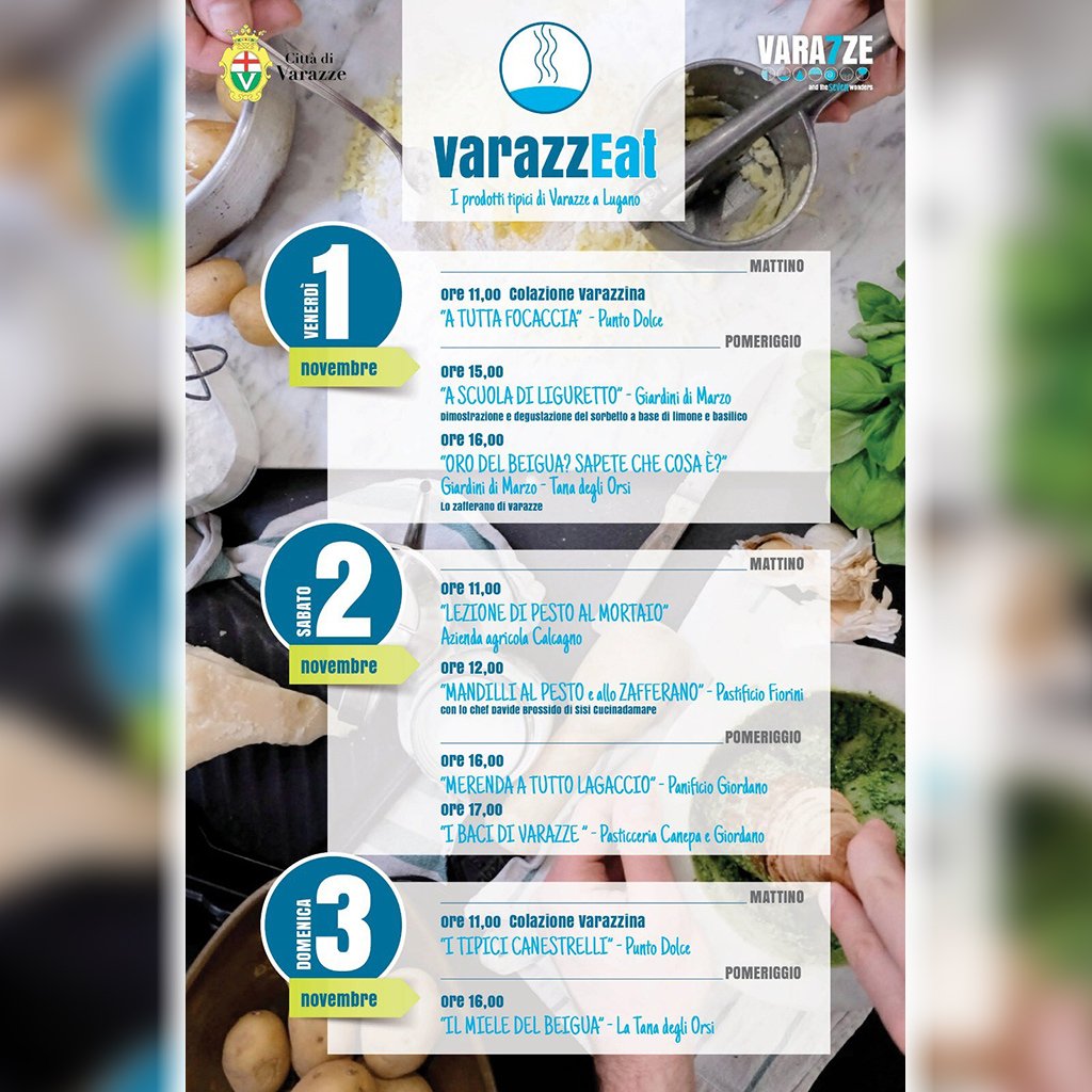 Varazze partecipa al "Salone i Viaggiatori" in Svizzera e presenta #VarazzeEat!

VarazzeEat sarà un contenitore dei prodotti tipici varazzini che insieme promuoveranno e faranno conoscere Varazze nelle fiere in giro per l’Italia. 

Scopri il programma su: comune.varazze.sv.it/c009065/po/mos…