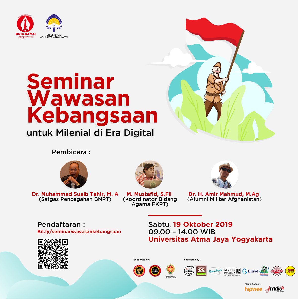satudutadamai's tweet photo. Duta Damai Yogyakarta bersama Universitas Atma Jaya Yogyakarta bersinergi mengadakan "Seminar Wawasan Kebangsaan untuk Milenial di Era Digital"

📍Ruang Seminar Ekonomi, Gedung Bonaventura lt.2, UAJY
📆 Sabtu, 19 Oktober 2019 
⏰ 09.00-14.00 WIB

#DutaDamaiYogyakarta https://t.co/BPv7weLSKK