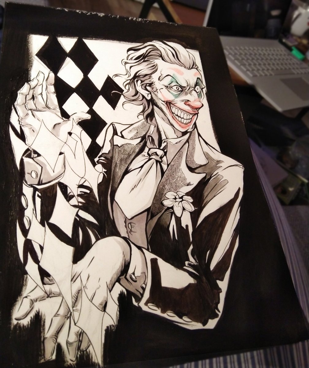 Pink_Banana_Pie's tweet photo. Love the new Joker😍 #inktoberart #inkdrawing #inktober2019 #inktober #inktoberpattern #inktoberday10 #joker #jokermovie #dccomics #dcjoker #Joaquinphoenix https://t.co/icGvYLIlAP