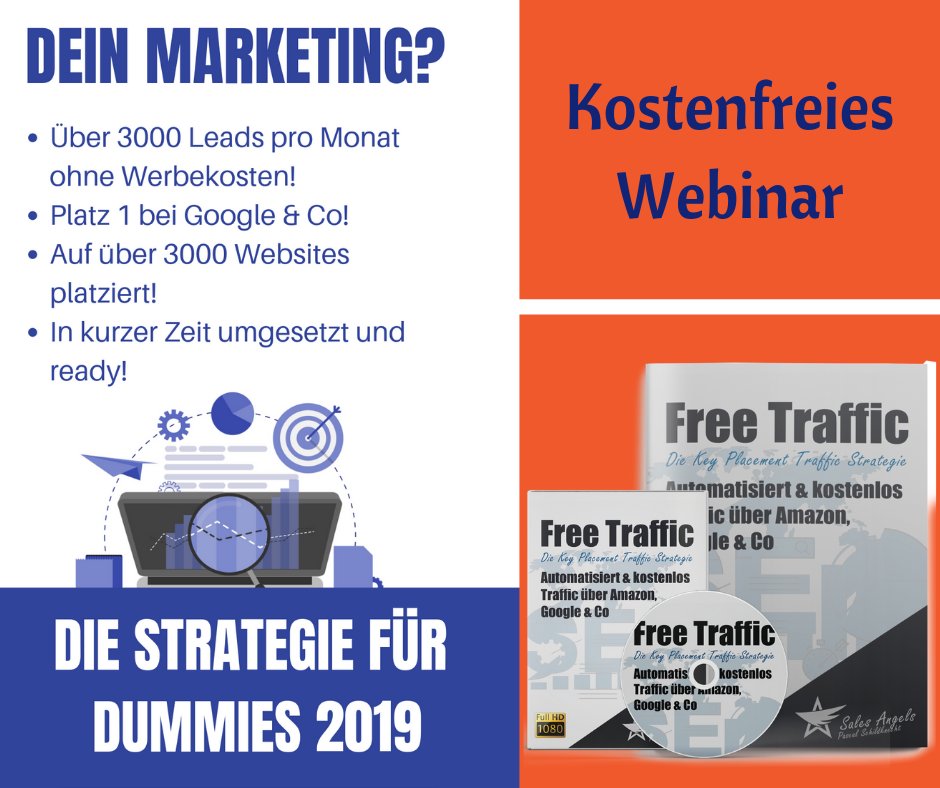 Diese Traffic-Strategie ist so kinderleicht und ohne Geld für Werbung auszugeben. Du erfährst alles in diesem kostenfreien Webinar: 123empfehlungen.de/freetraffic