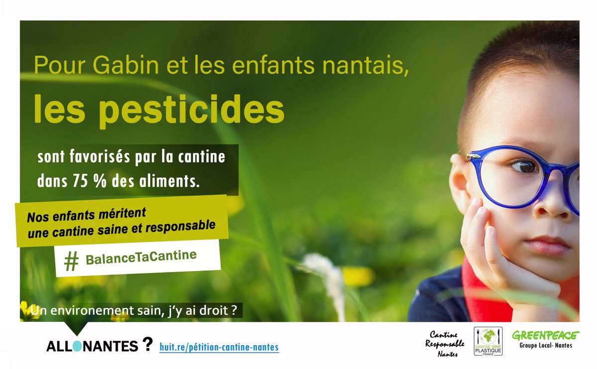 GPeaceNantes's tweet photo. Pour savoir si vos #enfants auront droit à au moins 30% de #bio dès 2020 à la #cantine pour un #environnement sans #pesticides, appelez @Allonantes au 0240419000. Signez la pétition https://t.co/Ru7ufxgmw2 ! #BalanceTaCantine @Johanna_Rolland @nantesfr #JR2020 @JRNantes2020 https://t.co/cCjmSz9nXf