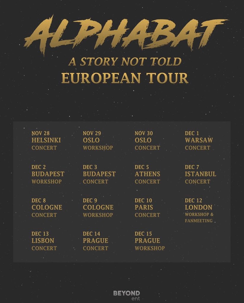 dayseven_'s tweet photo. i’m so excited on what they will surprise us with this again! i’m so happy for that they’re already on their 5th europe tour and i hope more people will find out about them and their incredible talent with this tour! @BEYOND_ENTER #beyond_giveaway #beyond_alphabat #beyond_cologne https://t.co/e5Gc6t3DD0