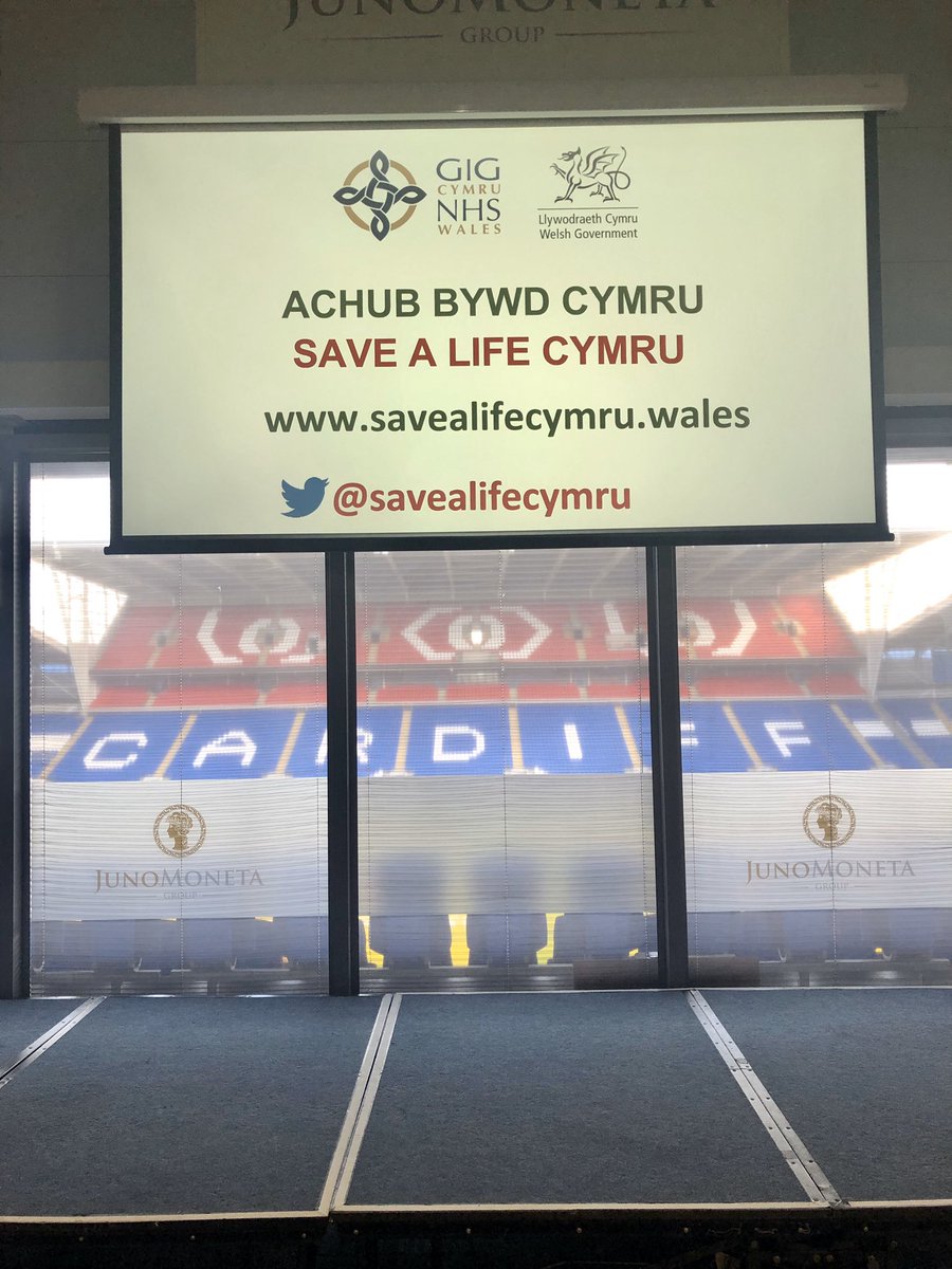 Today on #RestartAHeart day, we’re at <a href="/CardiffCityStad/">Cardiff City Stadium</a> for the launch of @savealifecymru 🏴󠁧󠁢󠁷󠁬󠁳󠁿❤️. Currently setting up to do some CPR training with our colleagues, friends and partnership organisations! #SaveALifeCymru #TeamWAST <a href="/PadsCymru/">Tomos Hughes BEM 🏴󠁧󠁢󠁷󠁬󠁳󠁿</a> @CarlPowell2