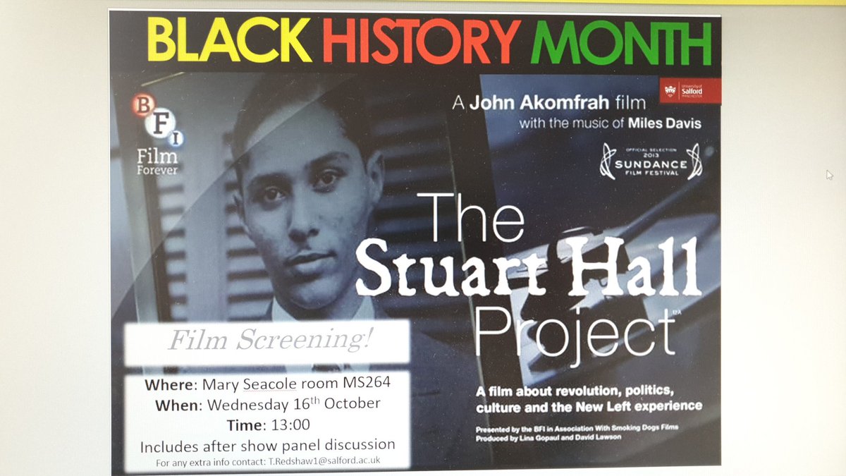 DrTinaPatel's tweet photo. An honour to be on the panel to talk about the work of Stuart Hall and the impact on my life and work #stuarthallproject #blackhistorymonth2019 @UoS_SocCrim @UoS_HealthSoc @tom_redshaw https://t.co/75ZgeL9Vq7