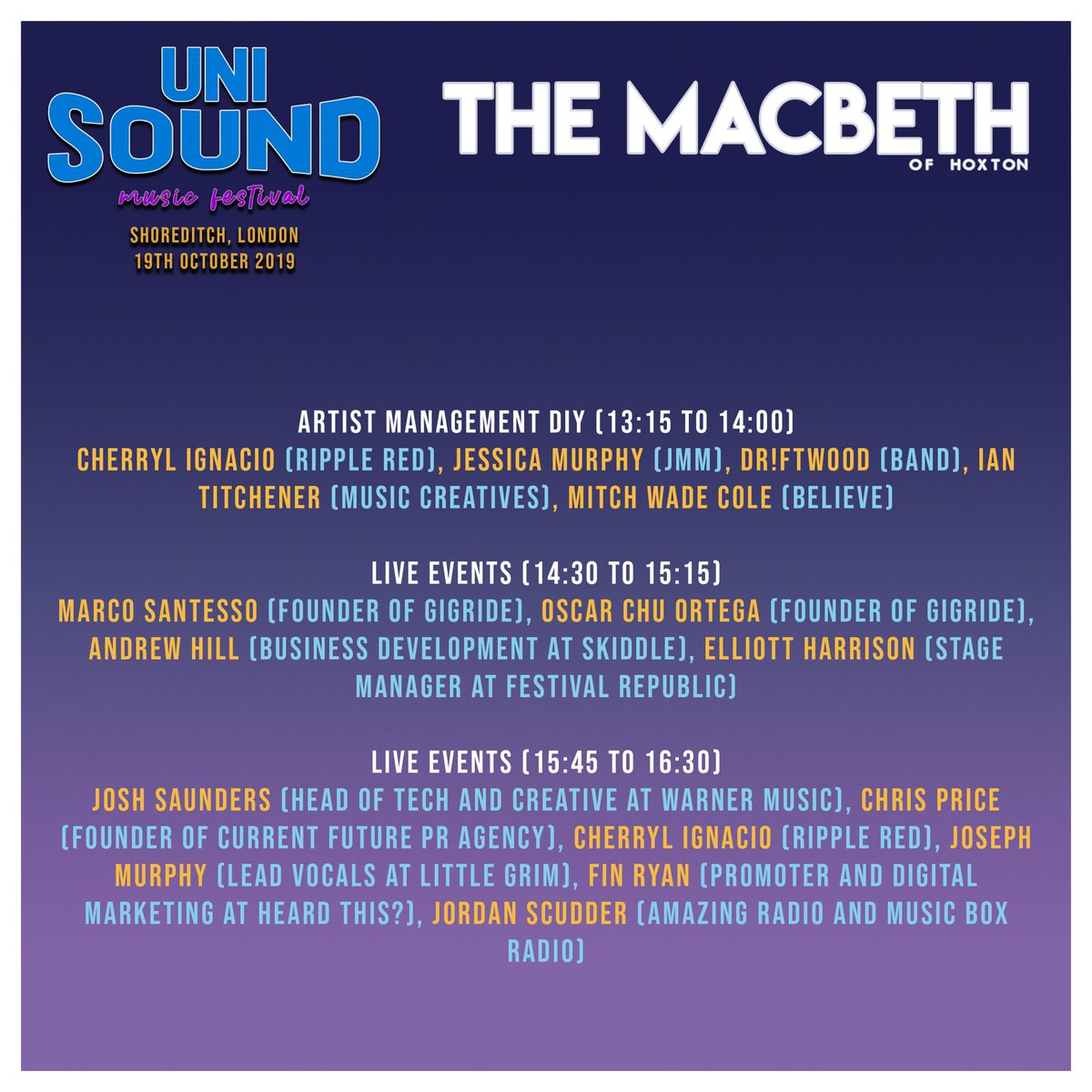 themngrmag's tweet image. THIS WEEKEND is @unisoundfest! 😱 View the full lineup and all the awesome speaker panels they have in store at unisoundmusicfestival.com. 🙌🏼 Speakers vary from @WarnerMusicUK, @FRfestivals, @gigride_live and more! 

Tickets: bit.ly/Unisoundfest. 🎶