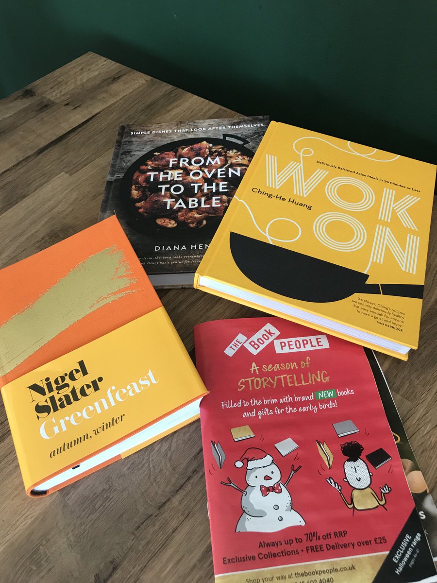 valduck1's tweet image. So excited just received and all for the incredible price of £23.39 thank you ⁦@TheBookPeople⁩ ⁦@DianaHenryFood⁩ ⁦@Chinghehuang⁩ and ⁦@NigelSlater⁩ may have to have a lie down too much excitement for a Wednesday #whichfirst