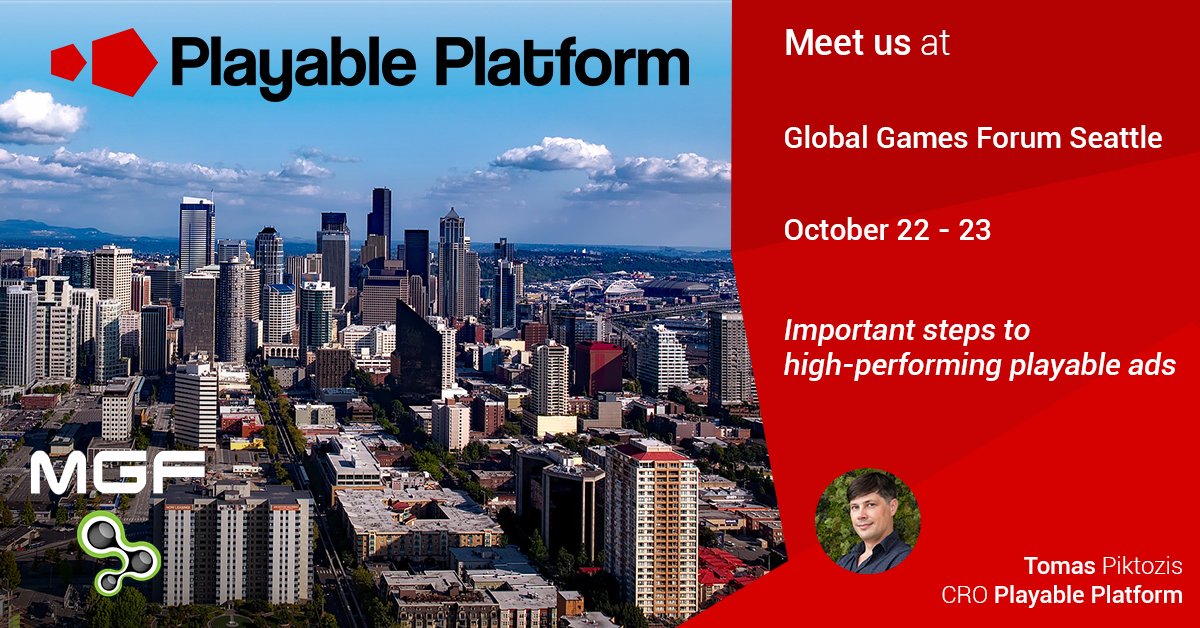 playablead's tweet photo. Attend #PlayablePlatform CRO Tomas' (@piktozis) talk on "Important Steps To High-Performing #Playableads" at the Global #GamesForum in #Seattle on October 22 at 4pm in the Games Marketing Forum track.
#nocode #interactiveads #mobileads https://t.co/9S7E7AIuC0
