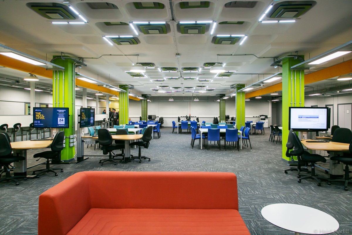 <a href="/UniofBradford/">University of Bradford</a>'s new group learning facility in the JB Priestley #library opens following major refurbishment. Pivotal to the success of the project, we created a group study area in response to changes in student team-based learning styles #learningexperience #learningisfun