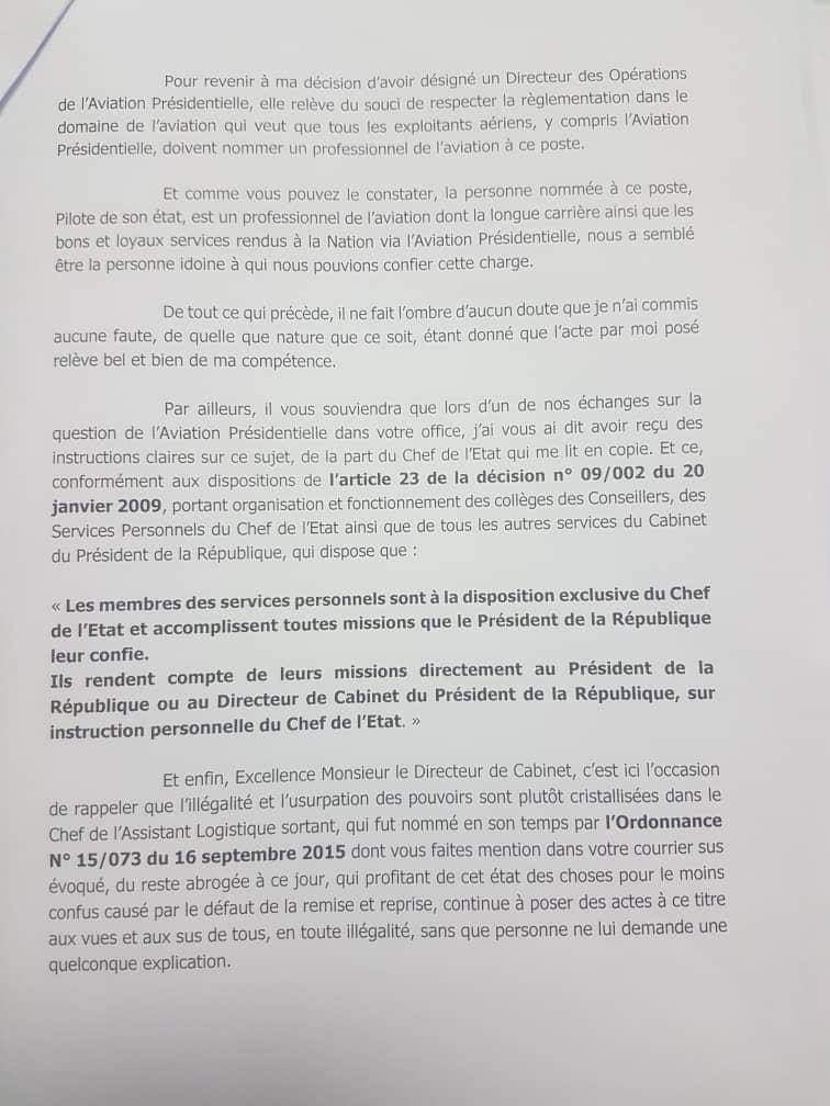 Rm_DE_JESUS's tweet photo. 🛑#RAPPELONS cette lettre de l'assistant logistique du PR repondant au Dircab qui l'accusait d'usurpation des pouvoirs par la nomination d'un chargée d'aviation présidentielle....preuve du climat de cacophonie et légèreté dans lequel l'afretement des avions se fait. Résultat==😭 https://t.co/E9NO50y4mM