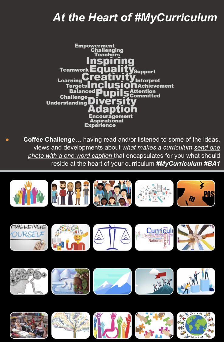 chrisjames_78's tweet photo. We asked our Y1 students in their introductory sessions on the curriculum to send one image and one picture that to them represents the ❤️ of *their* curriculum. 

Can you match the images to words from their responses? @NorthumbriaNqt #MyCurriculum #BAY1 #ITT https://t.co/G68t0vCWZV