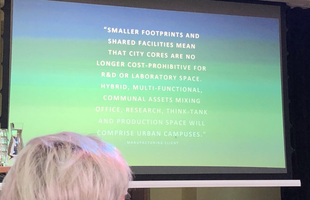 ChrisseBorg's tweet photo. How is our future look like? The perspective of our worldwide research. Thanks for a great speech @ keynote James Pearson #rework #cbre #cbrefinland https://t.co/Eamii8rR4C