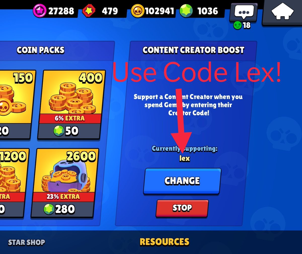 Lex On Twitter Use Code Lex Creator Codes Back In Brawlstars Just Scroll To The Right In The Shop Enter Lex And You Re Garunteed Free Legendary Brawlers So That Last Part Isn T