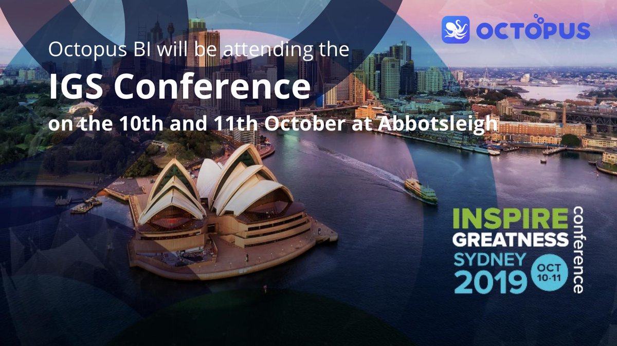 BiOctopus's tweet photo. The Octopus BI team will be attending the IGS Conference from the 10th to 11th of October at Abbotsleigh, Sydney. Come and visit us to gain the latest insights about the Octopus BI platform and how it is revolutionizing education across schools in Australia! https://t.co/LgxUcI9HZl