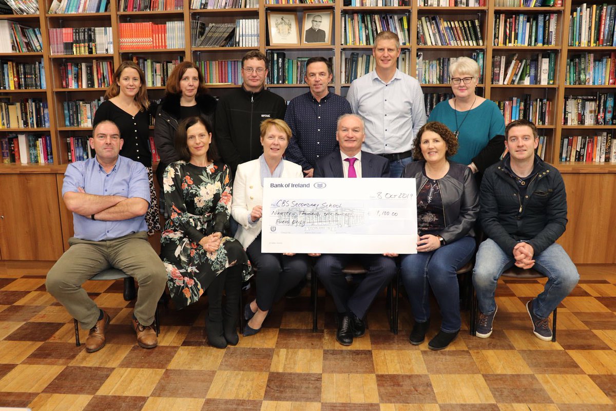 CBSKilkenny1859's tweet photo. NEW SCHOOL DEVELOPMENT: A huge thank you to our hardworking Parents Council and their committee who presented a cheque for €19,100 from their Dog Night to Mr Clarke last night! #greatachievement #hugesupport #manythanks https://t.co/DLDubo5p1v