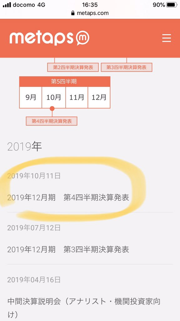 shirokichi96's tweet photo. メタップスの第4四半期決算発表は10月11日（金曜）ですね😊　
三連休明けかと思いきや明後日だった🔥　
#メタップス https://t.co/j3APC4SDOt