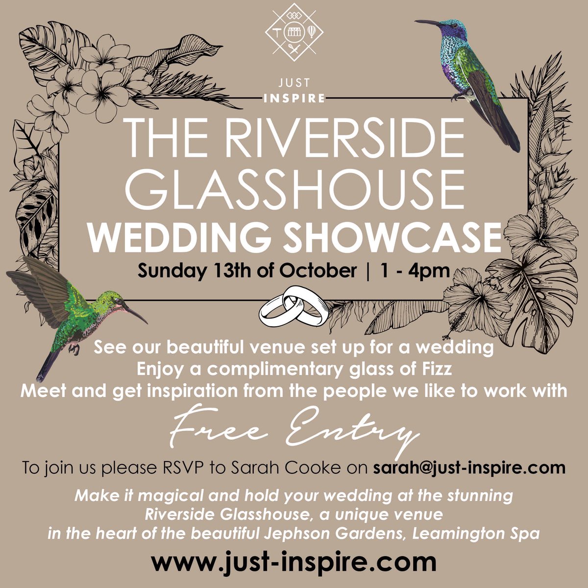 We can’t wait to welcome you to our Wedding Showcase this Sunday, 13th of October from 1-4pm. Entry is free. Please RSVP to Sarah@just-inspire.com to let us know you’re coming. #weddingday #weddingwarwickshire #leamington