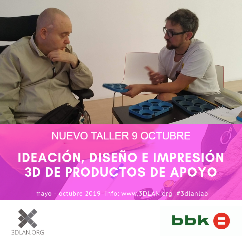 3dlan_org's tweet photo. Hoy taller gratuito de ideación, #diseño #impresion3d de productos de apoyo. Presentamos soluciones a problemas reales planteados. ¿Te animas? pásate
 DE 17:00 a 19:00H por el EDIFICIO ENSANCHE de #Bilbao  @BBK_eus @Fekoor y @BilbaoEkintza
#discapacidad  #3dlanlab https://t.co/VjrtyRdC6a