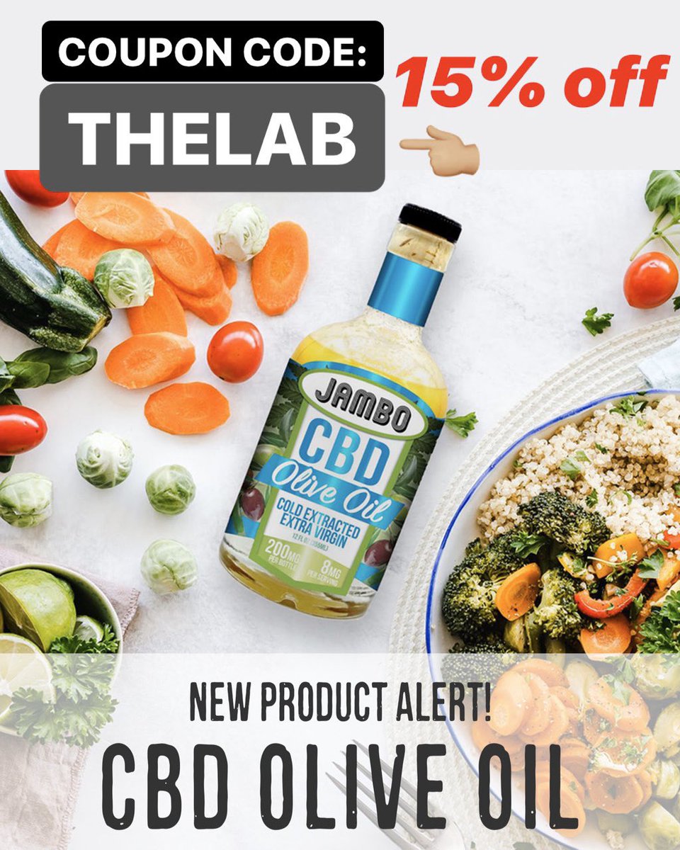 Athleticgenius's tweet photo. Take this kitchen staple to the next level with our CBD Olive Oil! Click link and use coupon code: THELAB to get 15% off 

https://t.co/jmfxRRKvCz https://t.co/OCdpfDzslx