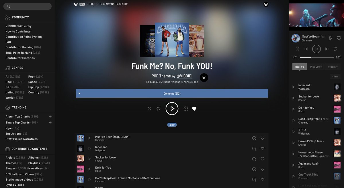VIBBIDI's tweet photo. Pick up your feet & get #STUPiDFACEDD with our staff-curated #Theme "Funk Me? No, Funk You!" feat. incredibly funky #Albums full of jams by @wallpaper @GIBBZmusic @Chromeo & more to light your #party on fire!🤟🏾🤖 #Stream it on #VIBBIDI Ad Free! https://t.co/e4DxK9bCMF #Pop #Music https://t.co/oFQvVR1bwA