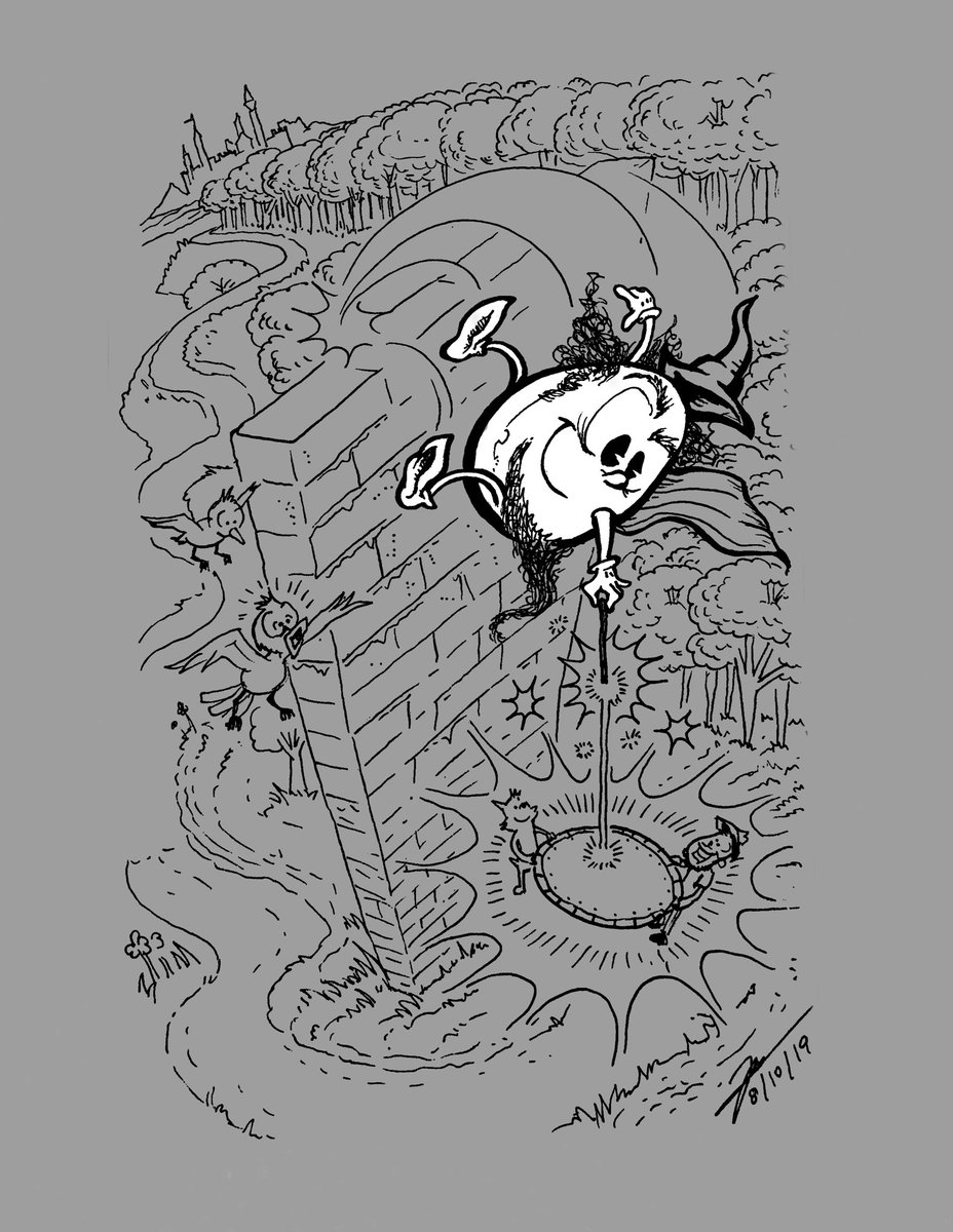 mikeink74's tweet photo. Humpty Dumpty is very frail. But now he knows some magic tricks to avoid accidents, thanks to Rusty and Mike!
@inktober DAY 8: FRAIL.
#inktober #inktober2019 #frail #inktoberfrail #stories #sketch #sketches #humptydumpty #draw #drawing #sketchbook #book #childrensbooks #inkart https://t.co/7ZQqmWfEV0
