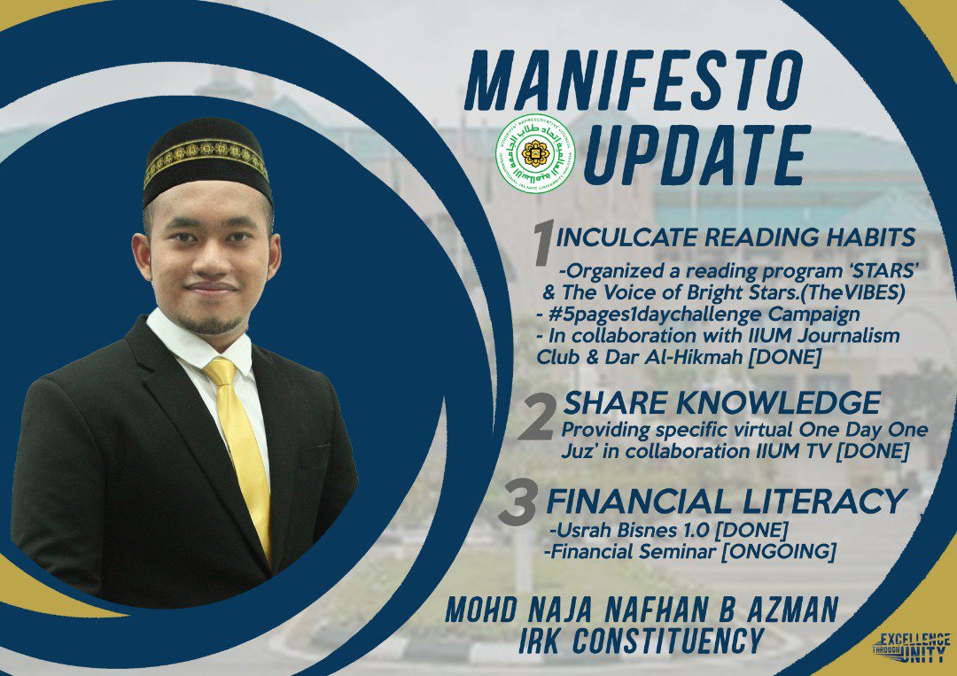 iium_src's tweet photo. SRC 18/19 MANIFESTO UPDATE

KIRKHS Constituency

👔 Mohd Naja Nafhan bin Azman 👔
https://t.co/g2akjzJ4E2

👘 Idayu Mumtaz binti Iskandar 👘 
https://t.co/1Y3wba6EG6 https://t.co/o9WV095Jgt