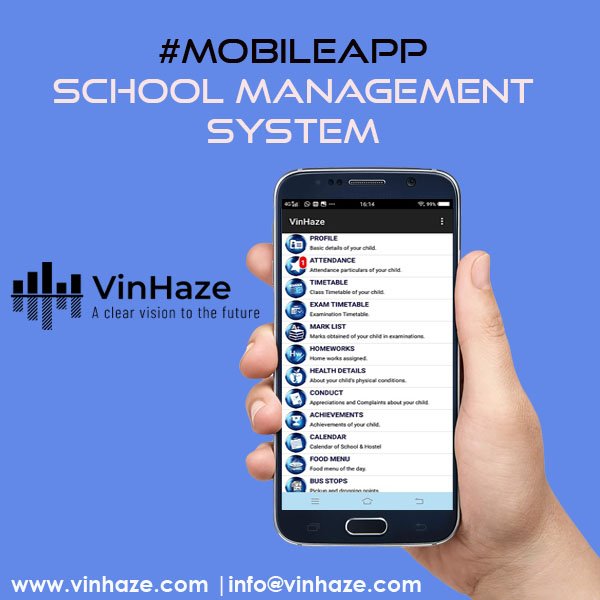 VinHazeSoftware's tweet photo. Parents need to have the maximum information about their child &amp; school activities, which is an important aspect for the #school #management to look for. With VinHaze, one #app that #teachers &amp; #schools can communicate effectively to  #parents.  Know more https://t.co/G5A4ShNTzI https://t.co/8xmVJZcmLa