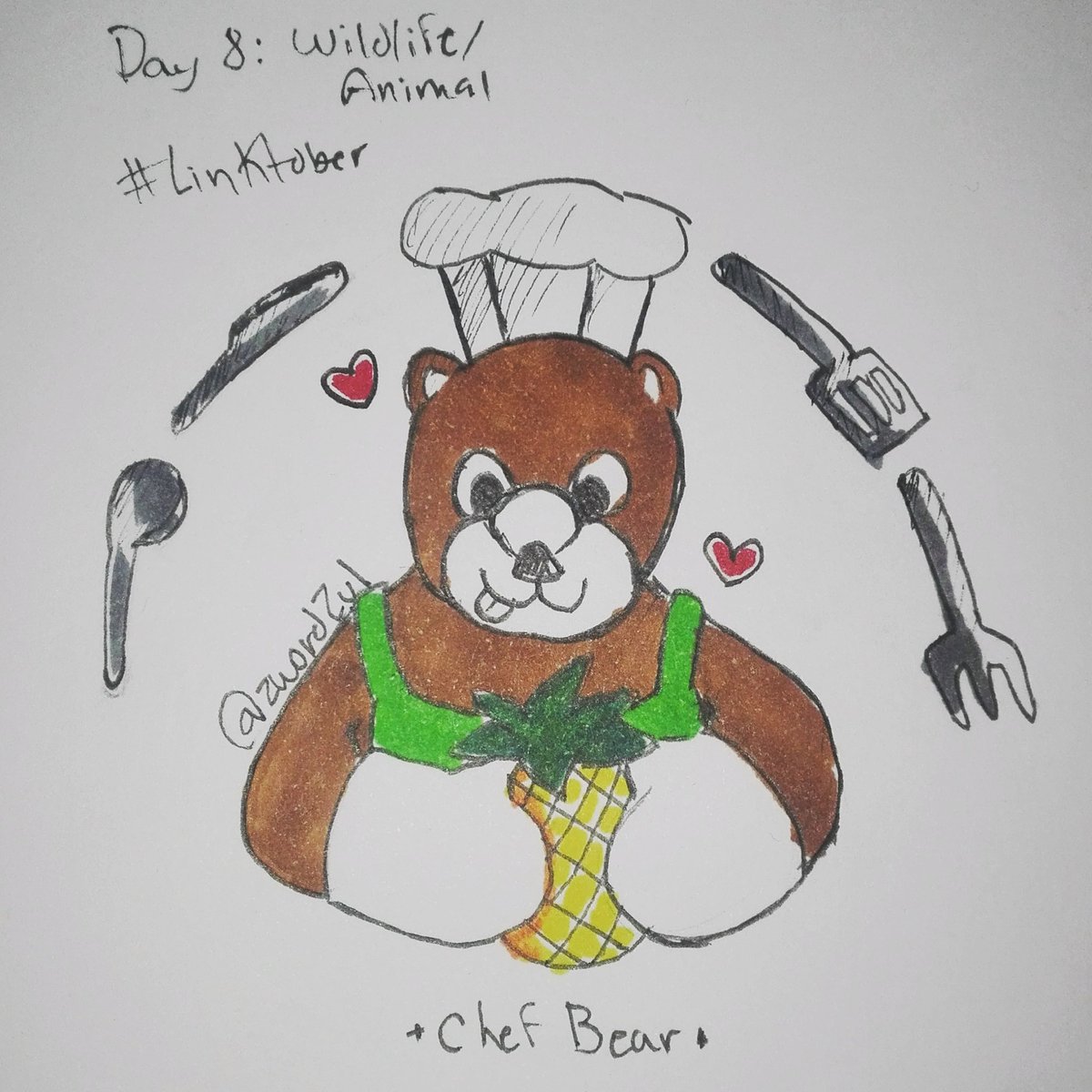 Zuldita's tweet photo. Day 8: Wildlife/animal
"My ultimate plan is to open a branch in Mabe Village"
#Linktober2019
#Chefbear
#LinksAwakening https://t.co/GDvyZfWpde