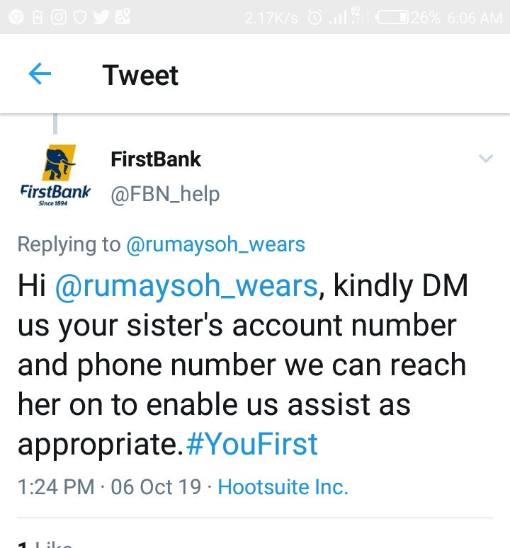 rumaysoh_wears's tweet photo. @FBN_help , Nothing has been done about the issue earlier reported faa .
How can 15k be moved from sm1's account and you can't do anything.. You should be accountable for every transactions oo.. Make una wake up now https://t.co/f0xsQyQ2BJ