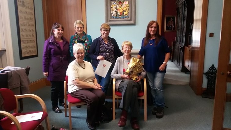LyonCourt's tweet photo. The Herald Painter, Yvonne Holton Dingwall Pursuivant, along with Court Artists, Maggie Spalding and Clare McCrory, hosted two visits to the Lyon Office by the  Scottish Society of Botanical Artists. https://t.co/MrTWjTIPgF