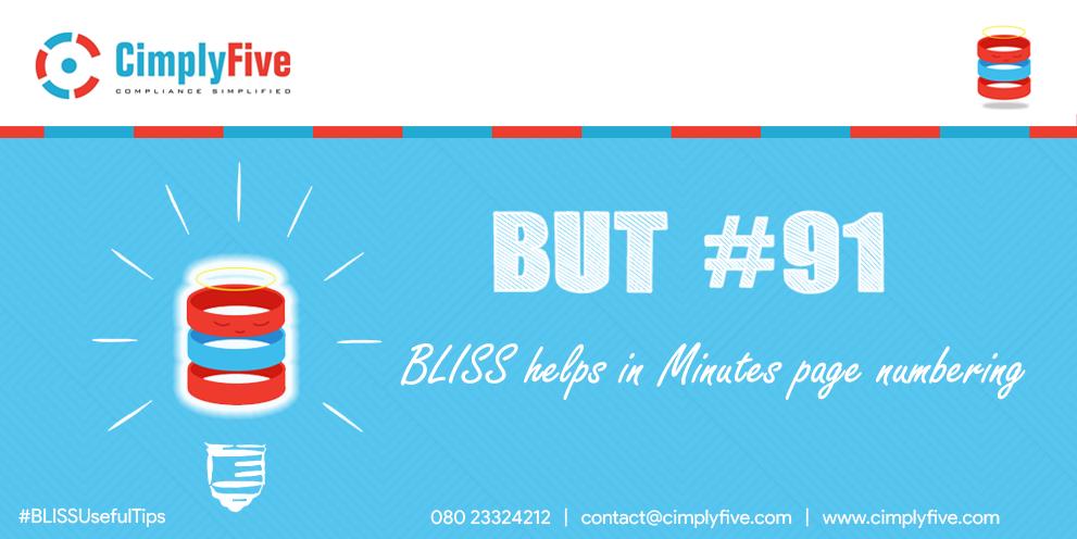 Cimplyfive's tweet photo. Routine but critical tasks can consume our productive time! With BLISS, rest assured that these tasks are promptly taken care of. BLISS, now, helps you generate Minutes, with pre-filled page numbers!

To know more: https://t.co/n1UMdPW3BH

#SecretarialCompliance #Automation https://t.co/VrQJ2cYaqO