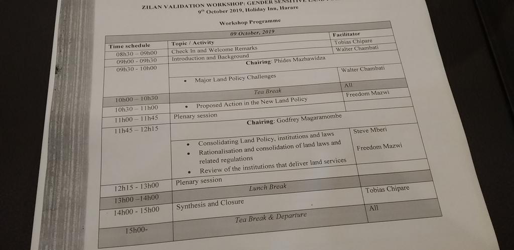 ZiLAN2015's tweet image. #LandPolicy #ValidationWorkshop
