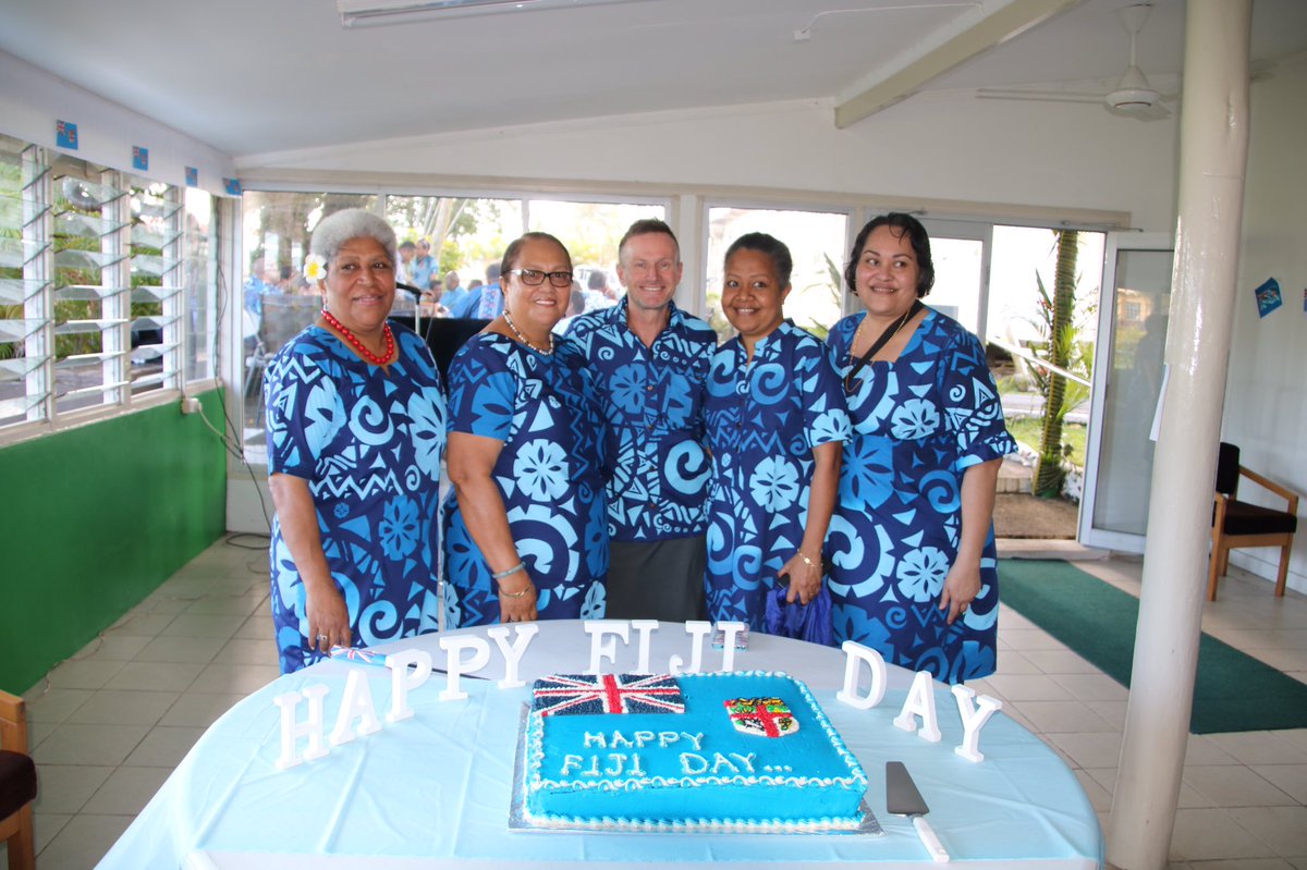 AumuaA's tweet photo. Celebrating our similarities, our differences and our oneness    #FijiDay staff and friends wishing everyone @spc_cps Happy Fiji Day 2019 #fiji the way the world should be !! crossing our fingers for a win tonight #RWC2019 https://t.co/yvmGdGxn0S