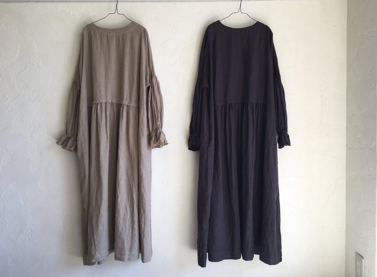 Nest Robe自由が丘店 Twitterren New Arrival 袖口はゴム仕様なので少しだけ たくし上げてバルーンスリーブのようにボリュームを持たせるのもかわいい1着 前後2way使用で着て頂けます リネンパフスリーブ2wayワンピース 25 000 Yen Tax Color Beige D