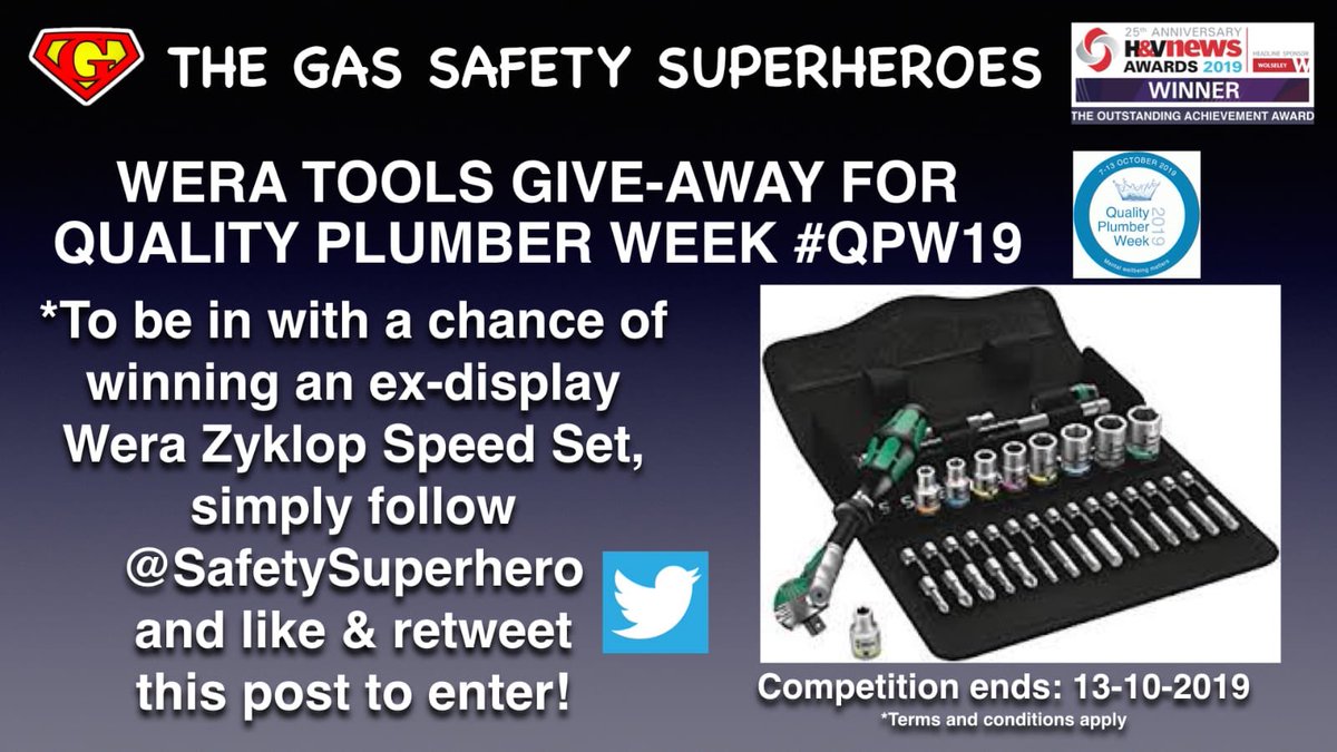 gassafetyheroes's tweet image. Wera have kindly given us some of their ex-display tools for us to #GiveAway for Quality Plumber Week #QPW19, so follow, like &amp;amp; retweet to be in with a chance to win! @weratoolsuk