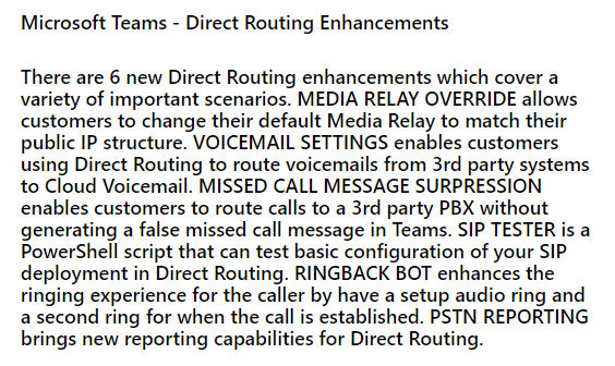 AndrewMorpeth's tweet photo. Some nice Direct Routing updates - especially keen on PSTN reporting.
https://t.co/6yOBfZA689 https://t.co/FCdtm1jUmD