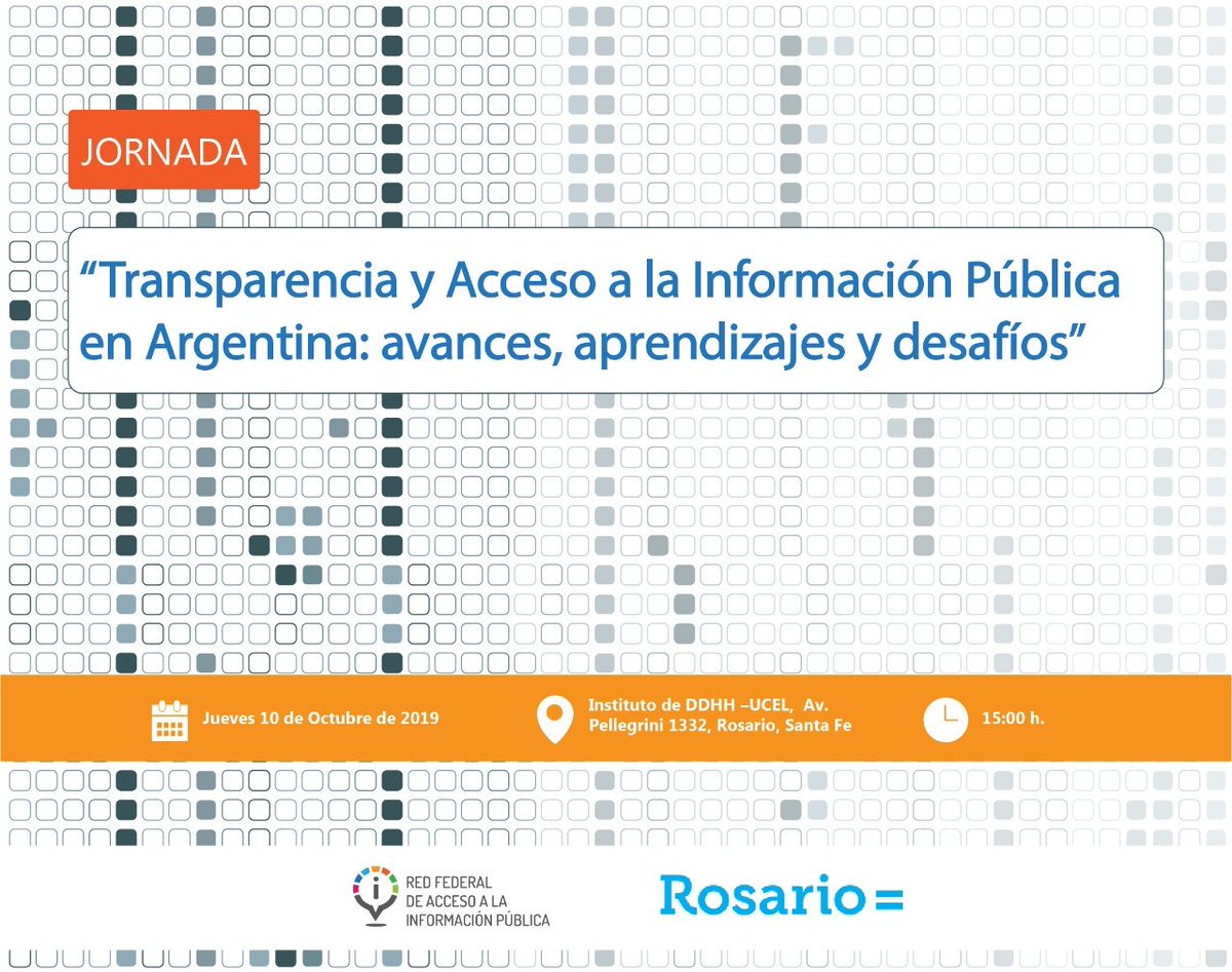 [AGENDA] Mañana JUEVES 10/10 te esperamos en Rosario para reflexionar sobre los avances y desafíos de la agenda de #transparencia y #accesoalainfo en Argentina. +info👇