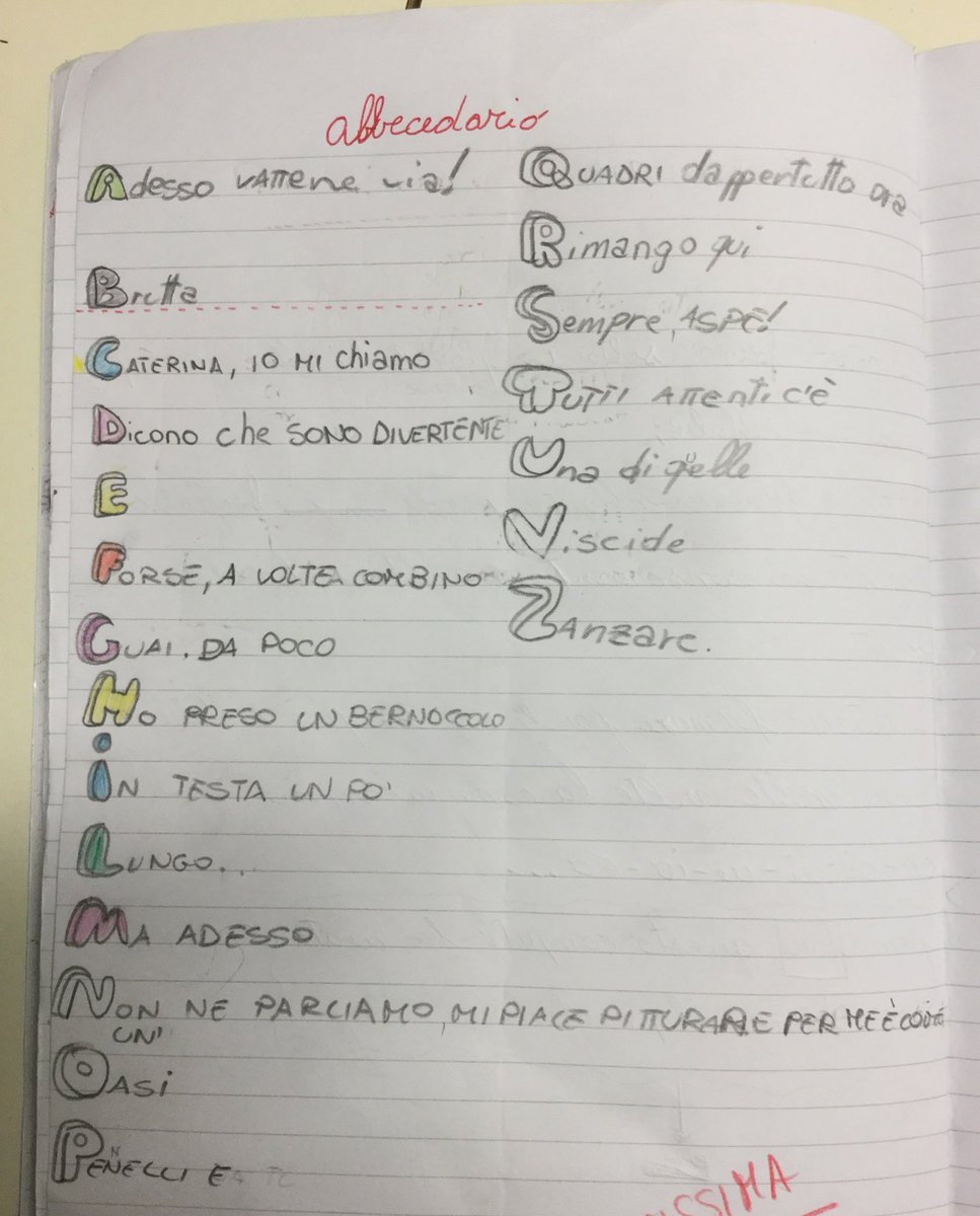 5AIsGuadazzonis's tweet photo. Per ripassare l’ ordine alfabetico cosa c’è di meglio di un #abbecedario che parla di noi?
#mipresento https://t.co/RmJHomPmXC