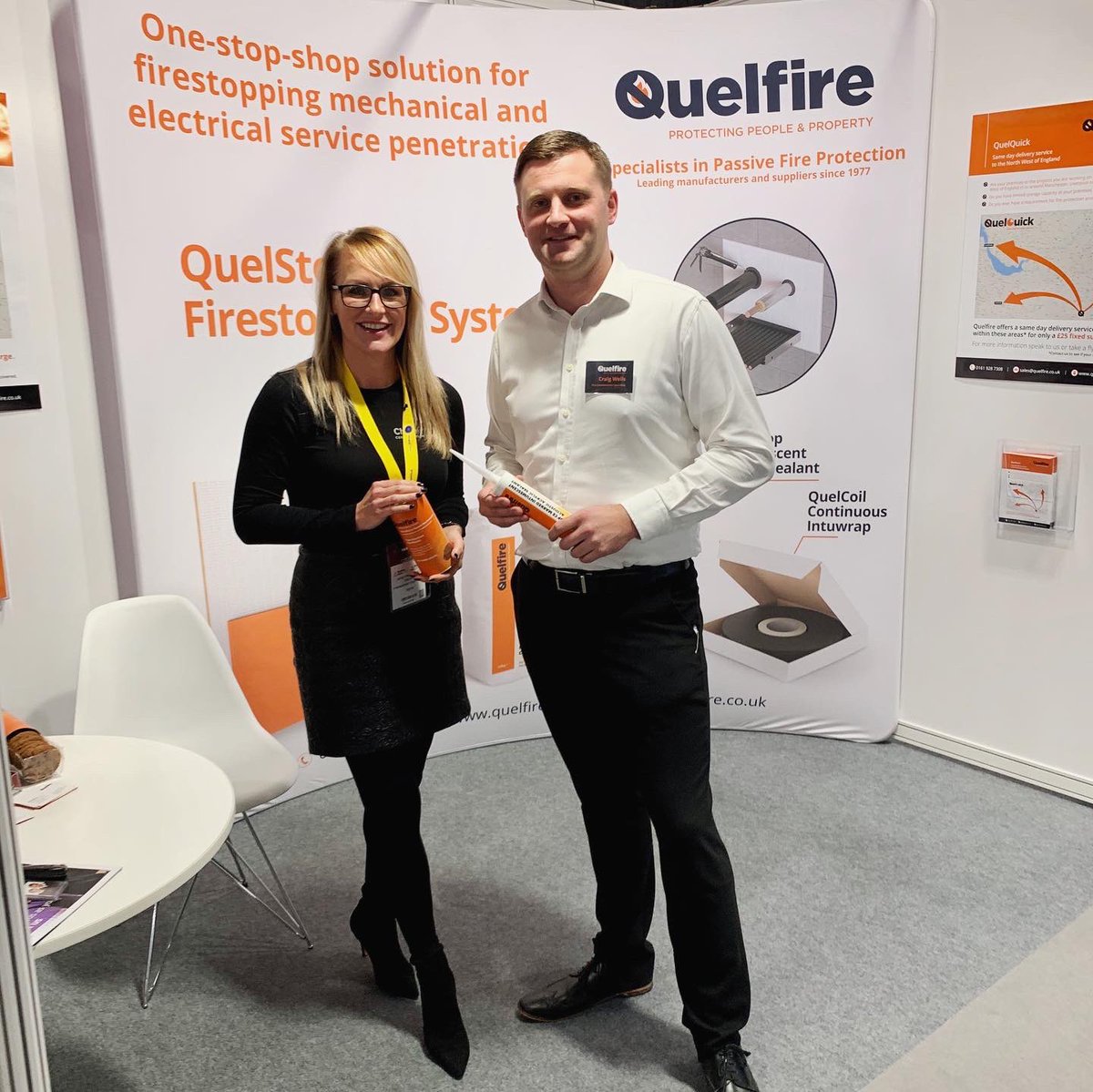 ChuteCertUK's tweet photo. Lots of familiar faces at Fire Safety North this morning. It’s always a pleasure to see Quelfire Ltd and The Institute of Fire Safety Managers (IFSM), two companies that have supported Chute Fire Certification UK since the very beginning.   #teamcfcuk #competence https://t.co/xZaW2zmueL