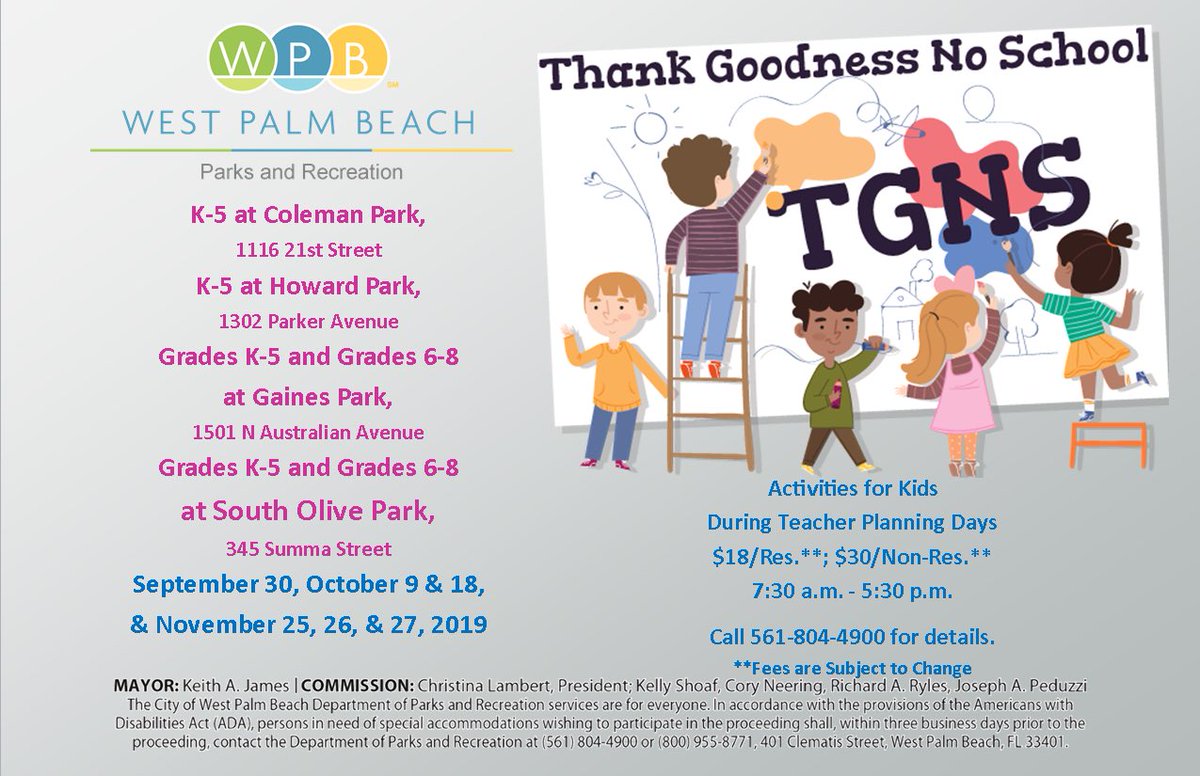 Attn: Moms and Dads, @westpalmbch is looking out for you on those random days the kids have no school. Learn more WPB.org/parks #ilovewpb #WPBCityforPeople