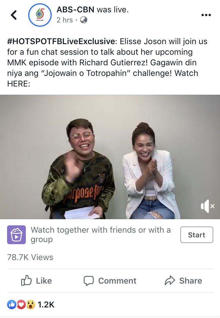 TeamElisseJoson's tweet image. Totropahin or Jojowain Challenge

Hotspot LIVE with @ElisseJoson and @mor1019jhaiho 

#MMKMyHandsomeBoss
#MMK2019 
#RSBScriptedFormat