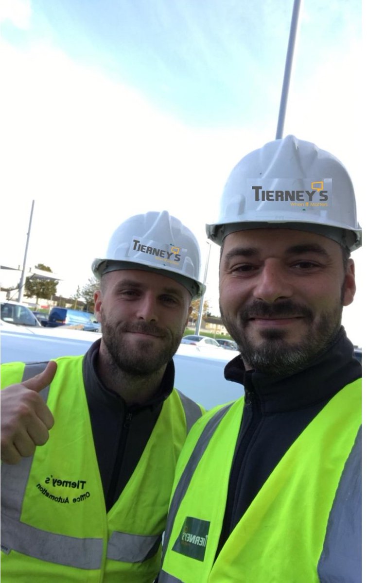 Tierneys_IT's tweet photo. Matt O'Shea and Istvan 'Steve' Gyorfi are all smiles on-site today at our newest @NCRCorporation Aloha POS Install. The OKR Group's new @BurgerKing store coming soon to Liffey Valley! #Hospitality #AlohaPOS #ITExperts #BurgerKing https://t.co/oyTvDp7l3r