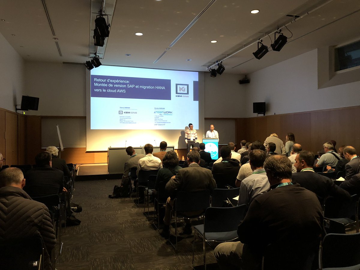 #ConventionUSF En direct de notre REX client avec KemOne et <a href="/AWS/">Amazon Web Services</a> 👉 Montée de version SAP et migration HANA vers le cloud d’AWS. <a href="/USF_officiel/">USF</a>
