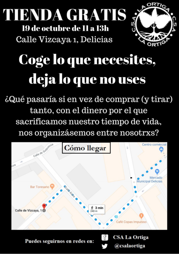 sábado 19 octubre 2019 - Valladolid - Tienda gratis - CSA La Ortiga dlvr.it/RFqTT6