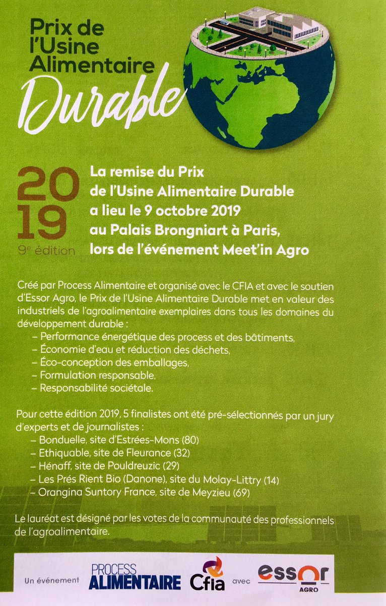 LoicHenaff's tweet image. Le Groupe Jean Hénaff reçoit le Prix de l’Usine Alimentaire Durable 2019 pour son exemplarité dans tous les domaines du développement durable. Une confirmation que notre stratégie responsable à impact positif #BEGOOD2030. Merci au magazine @Processalim  et au @CFIAexpo #RSE #bzh
